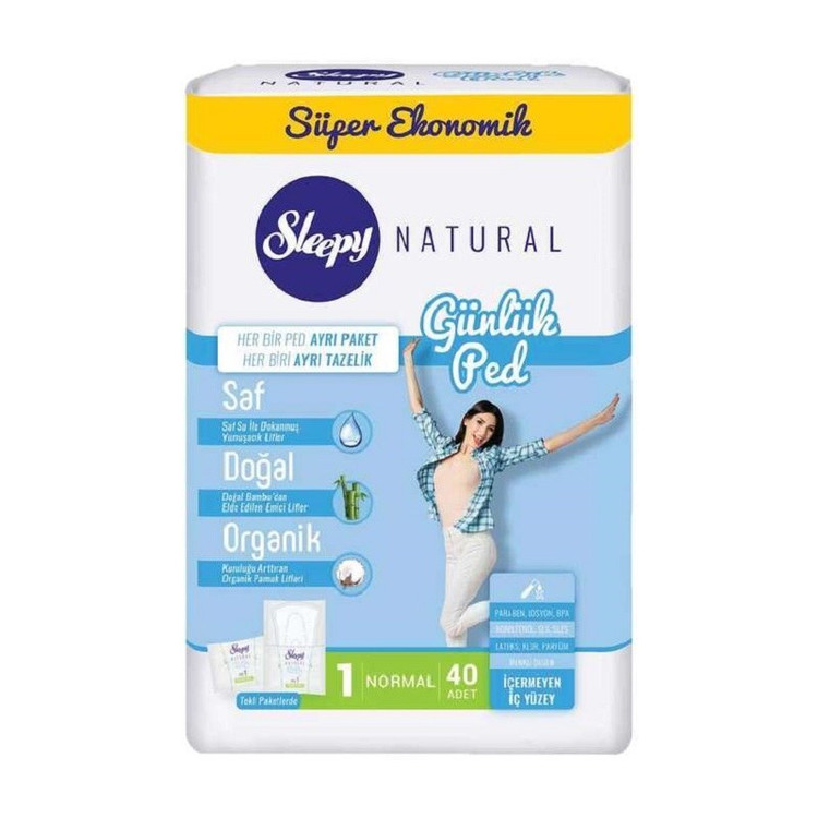 پد بهداشتی اسلیپی گیاهی روزانه اسلیپ Sleepy سری Natural حجم 40 عددی
