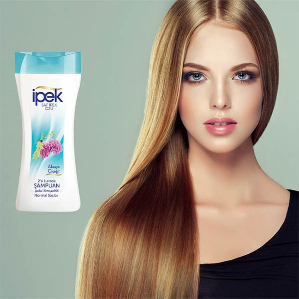 شامپو ایپک ipek آبی مخصوص موهای نرمال مدل 2in1 حجم 450 میل