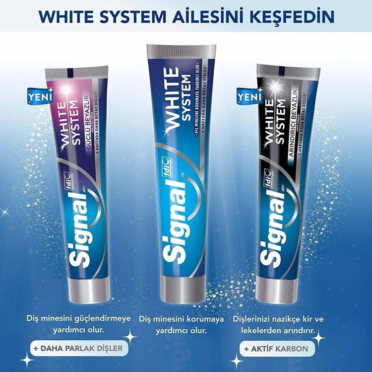 خمیردندان سفیدکننده سیگنال مدل White System Guclu Beyazlik حجم 75 میل