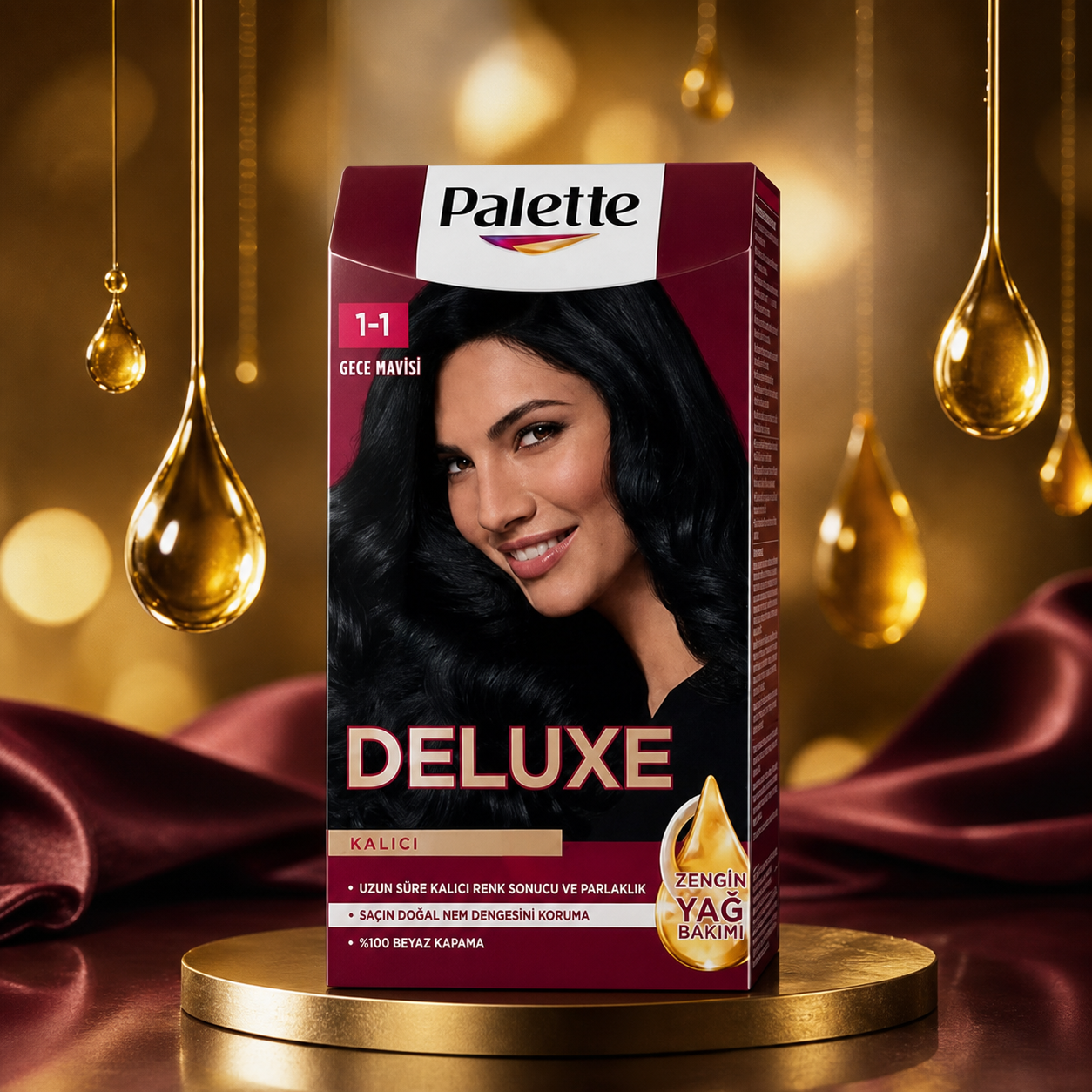 کیت رنگ مو پلت سری DELUXE شماره 1-1 حجم 50 میلی‌لیتر رنگ آبی شبانه (Gece Mavisi)