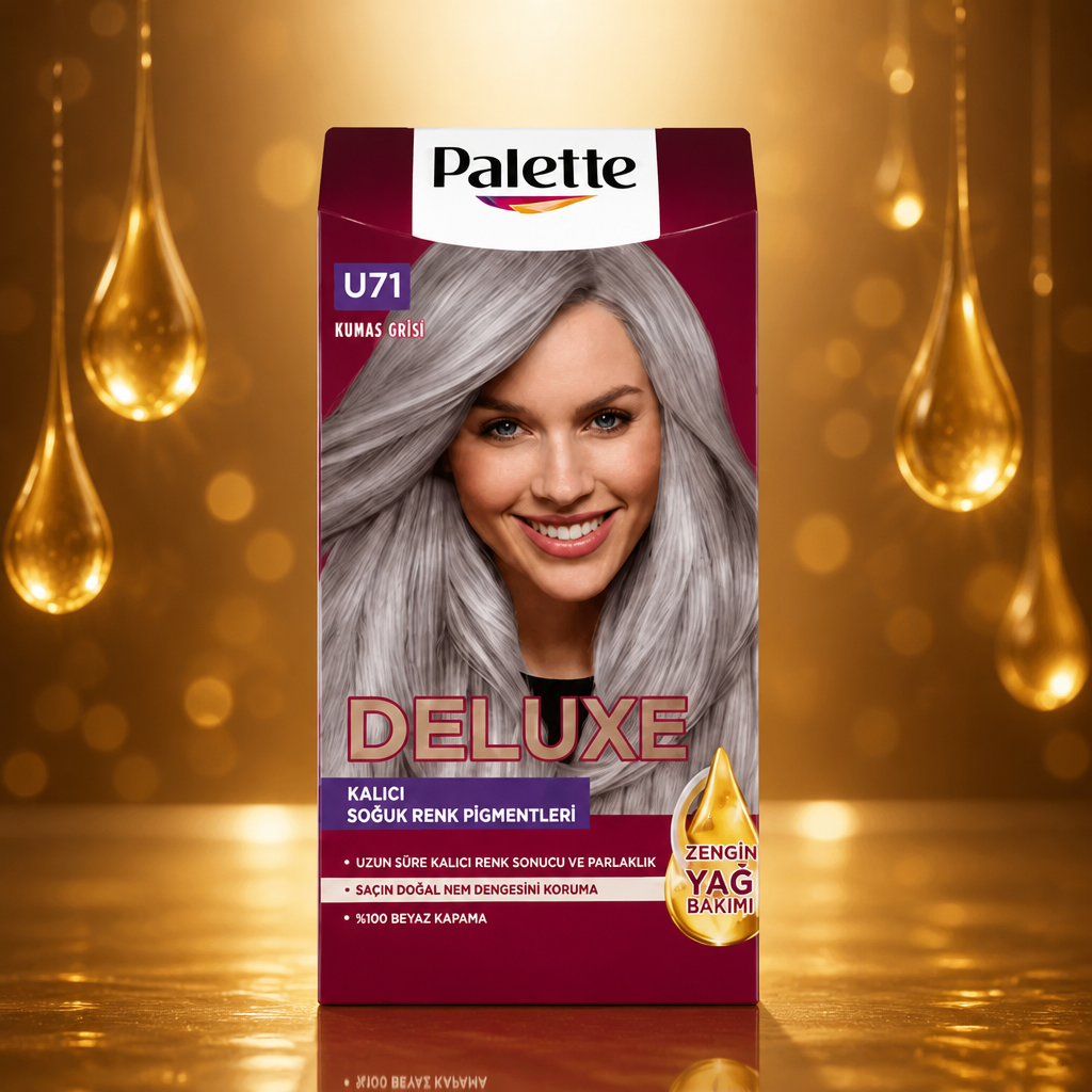 کیت رنگ مو پلت سری DELUXE شماره U71 حجم 50 میلی‌لیتر رنگ طوسی پارچه‌ای (Kumaş Grisi)