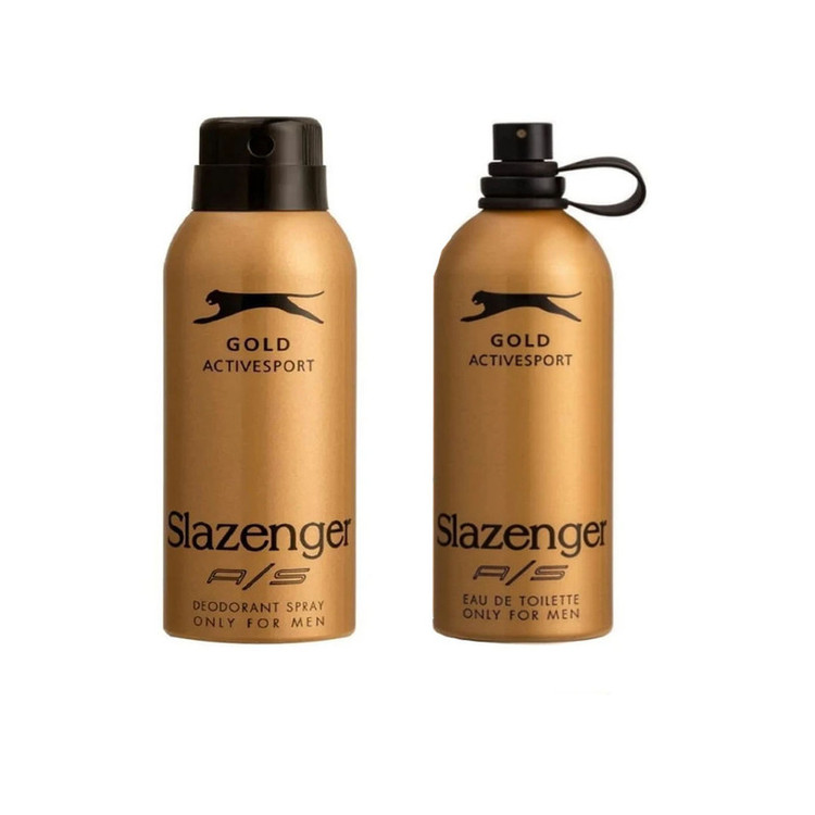 ست هدیه دوتایی مردانه اسلازنگر Slazenger مدل طلایی Gold مجموع 275 میل