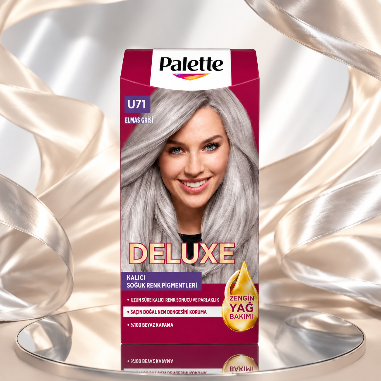 رنگ موی پالت دلوکس Palette Deluxe شماره U71 خاکستری الماسی Elmas Grisi