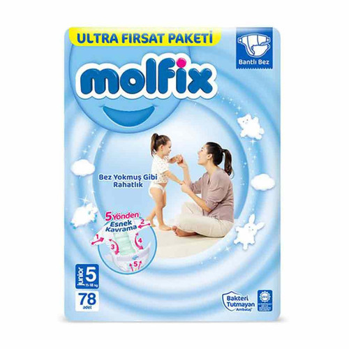 پوشک کودک مولفیکس مدل Ultra Firsat paketi سایز 5 بسته 78 عددی